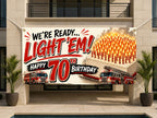 Firefighter 70th Birthday Banner, Light Em Up Sign, Party Backdrop