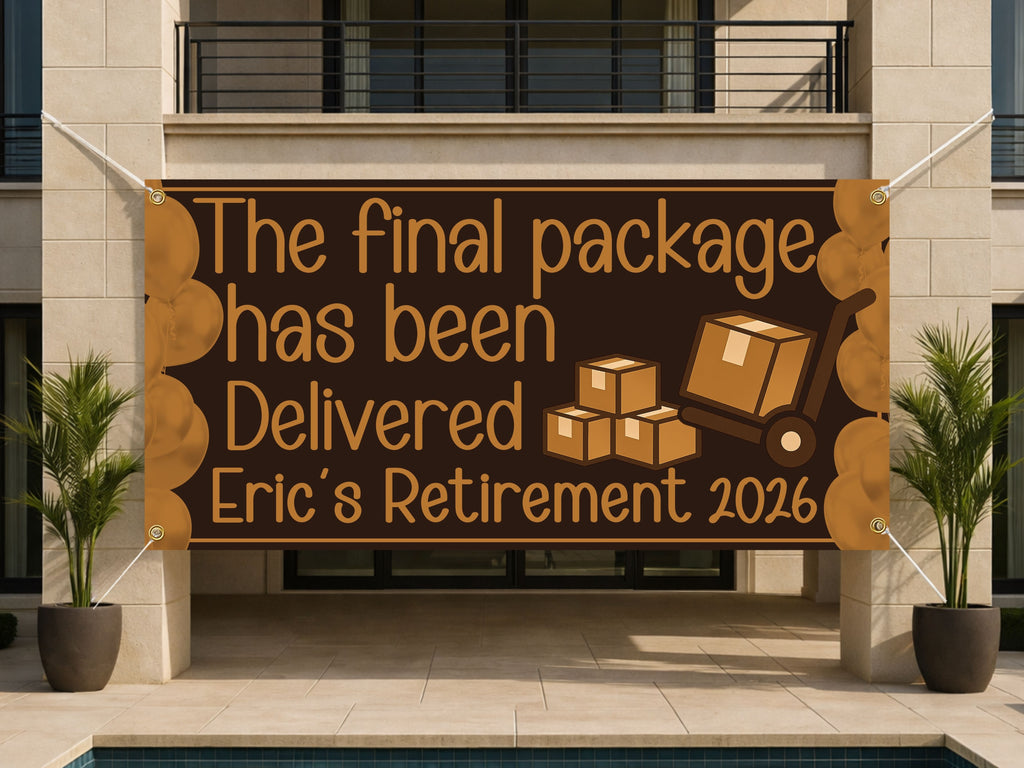 Funny Retirement Banner, Personalized Retirement Party Sign, Delivery Driver
