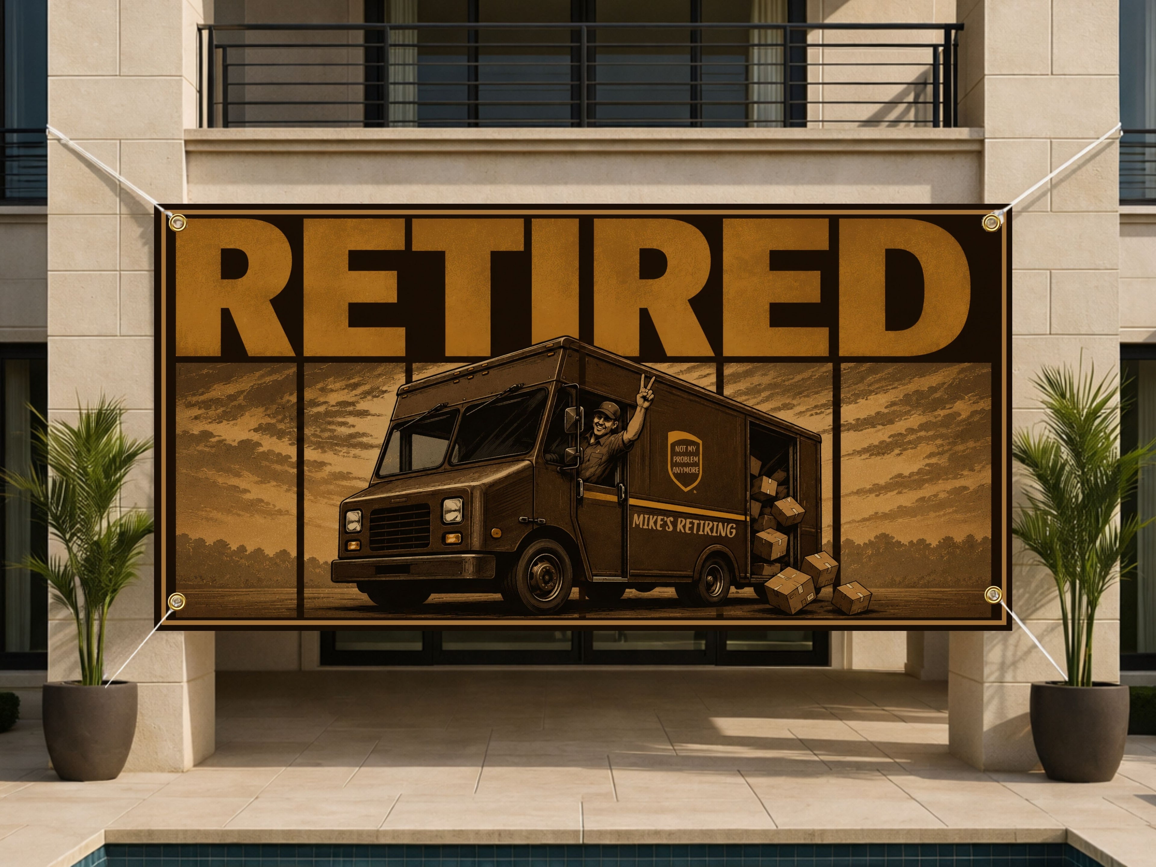 Delivery Driver Retirement Banner, Retirement Party Decoration for Warehouse Logistics