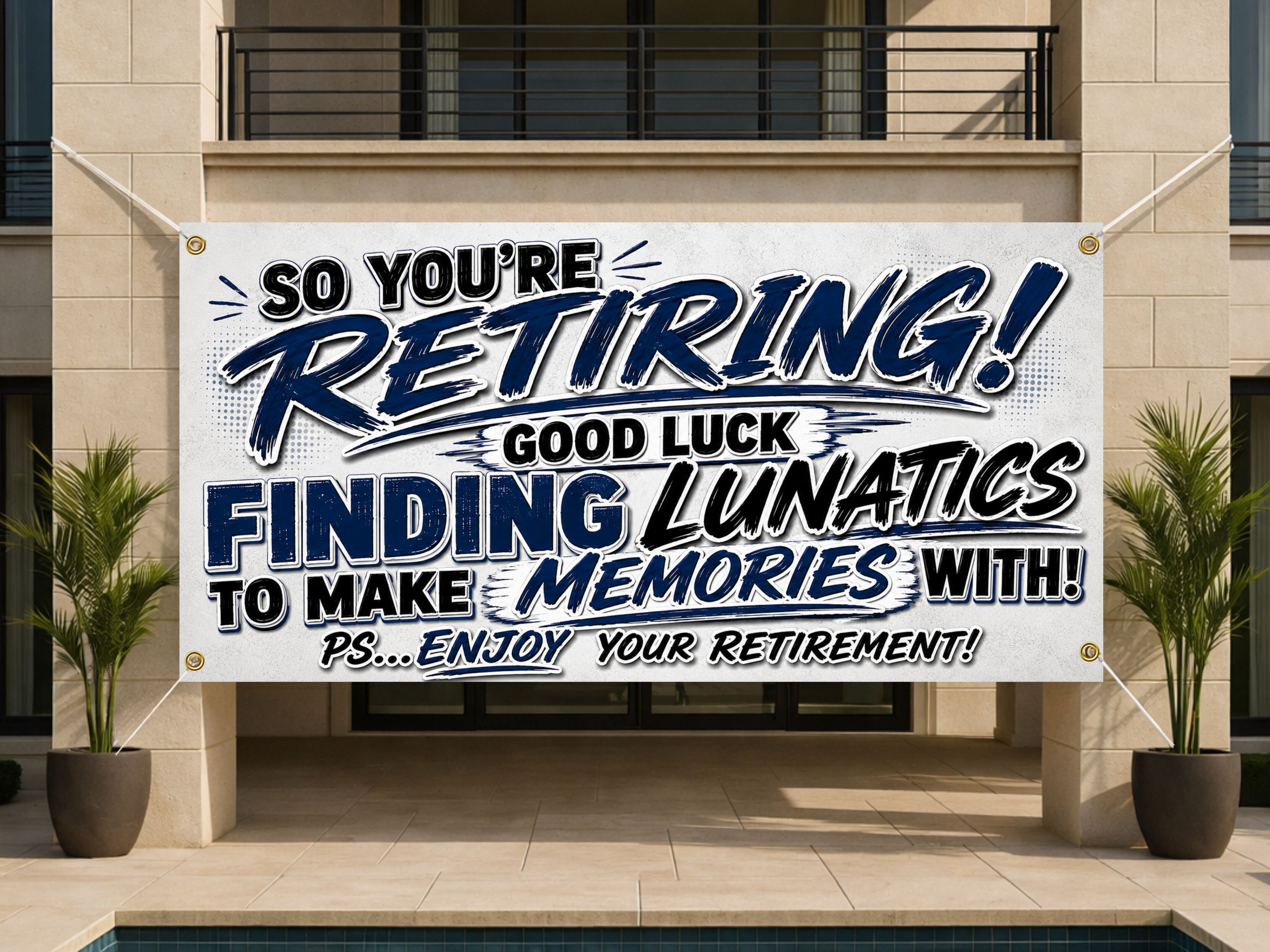 Funny Retirement Banner, Coworker Farewell Sign, Party Backdrop