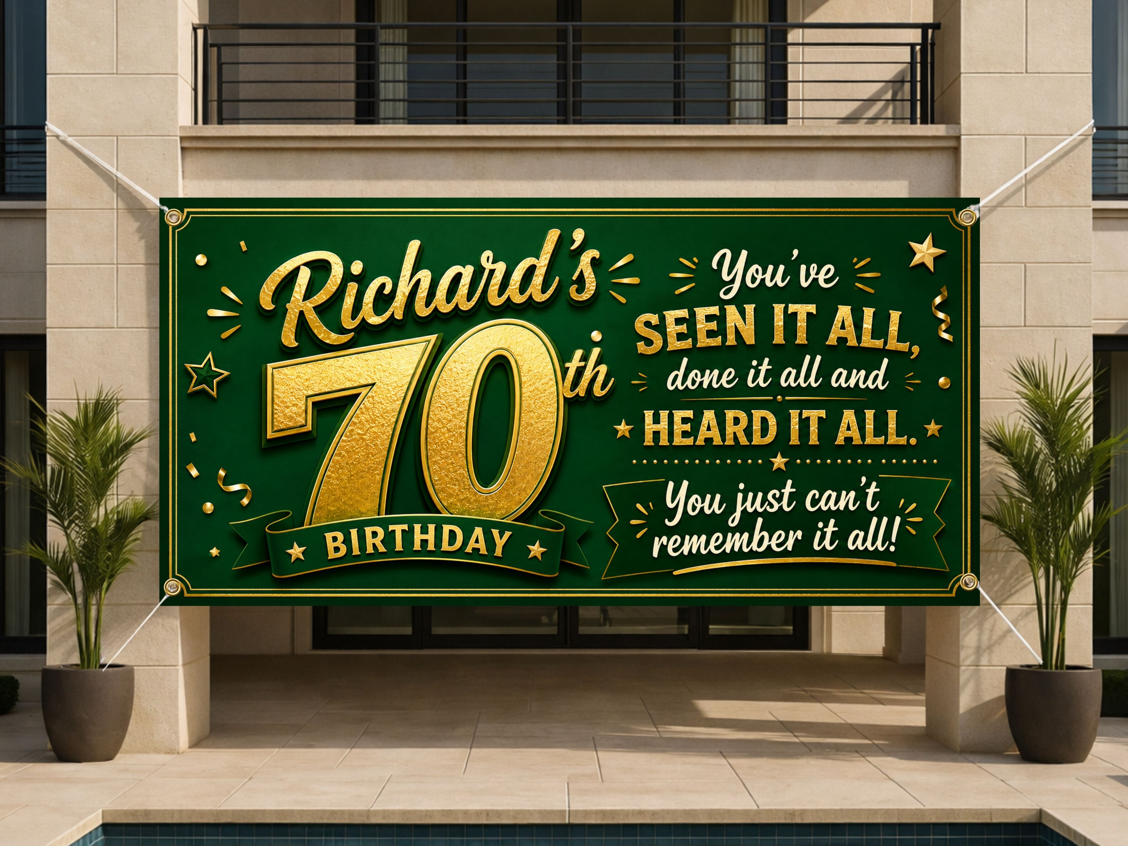 Funny 70th Birthday Banner, Richard Party Sign, Mens Backdrop
