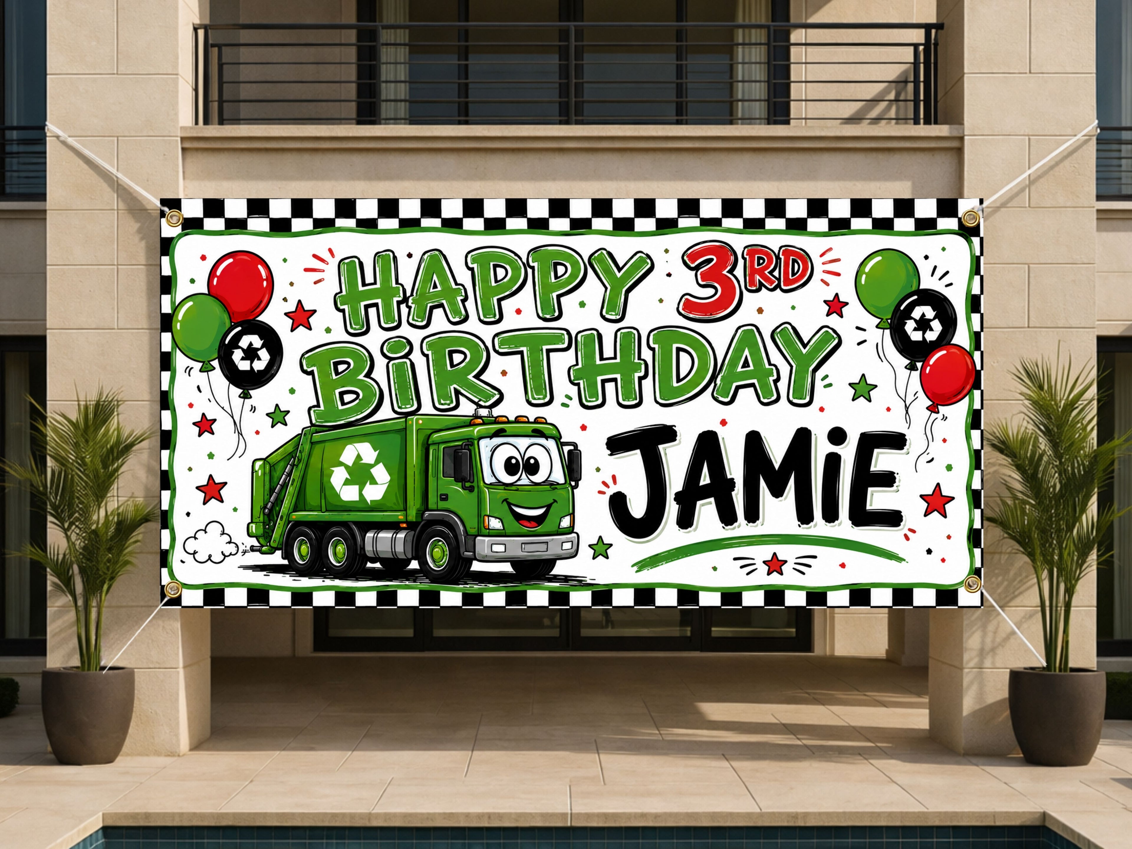 Garbage Truck 3rd Birthday Banner