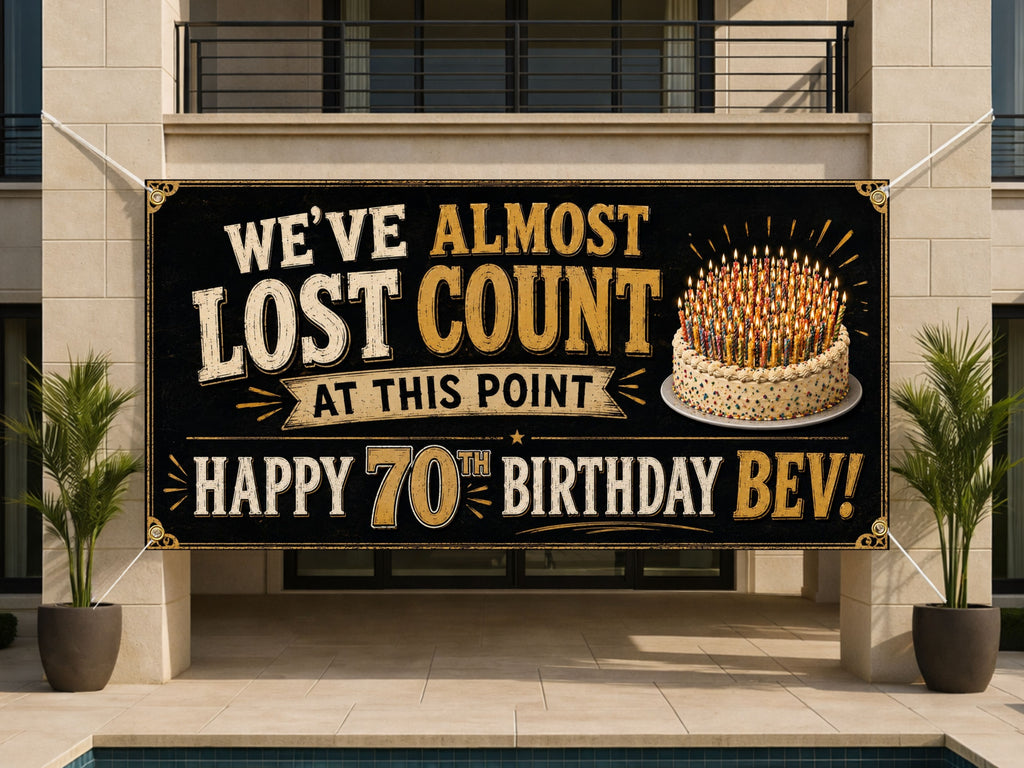70th Birthday Banner, Funny Over the Hill Birthday Sign