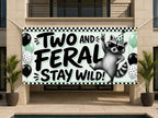 Funny 2nd Birthday Banner, Two and Feral Raccoon Sign, Party Backdrop