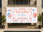 2nd Birthday Banner, Red White and Two Party Backdrop, July 4 Sign