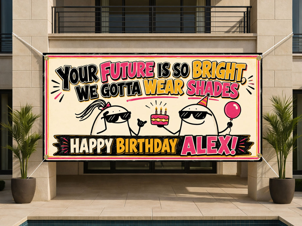 Funny Birthday Banner, Bright Future Party Sign, Kids Photo Backdrop