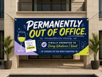 Funny Retirement Banner, Out of Office Sign, Coworker Backdrop