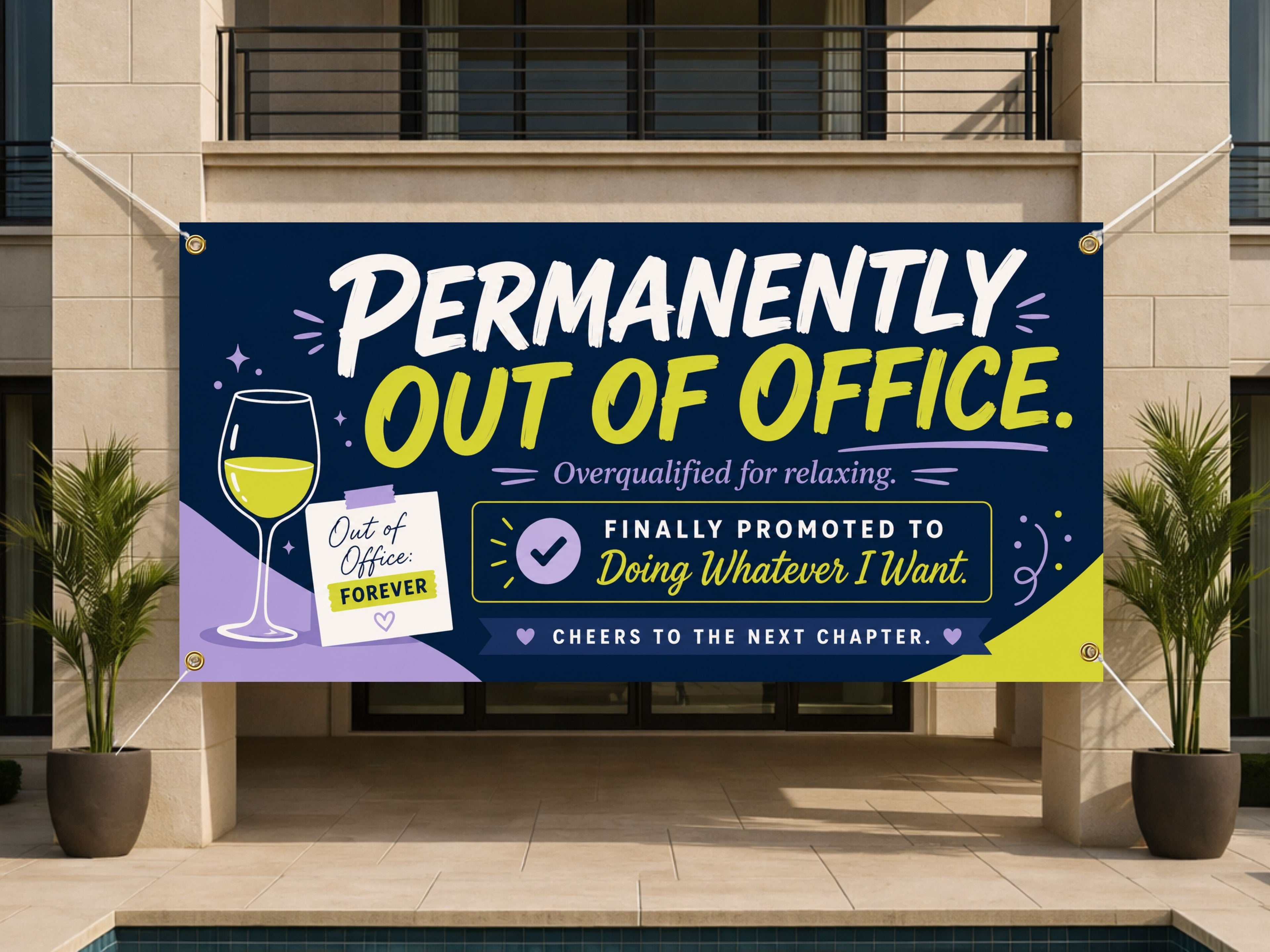 Funny Retirement Banner, Out of Office Sign, Coworker Backdrop
