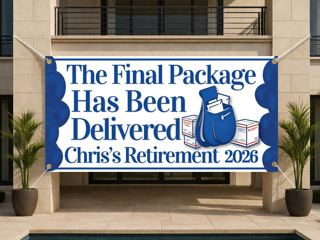 Retirement Party Banner, Final Package Retirement Sign, Mail Carrier Backdrop