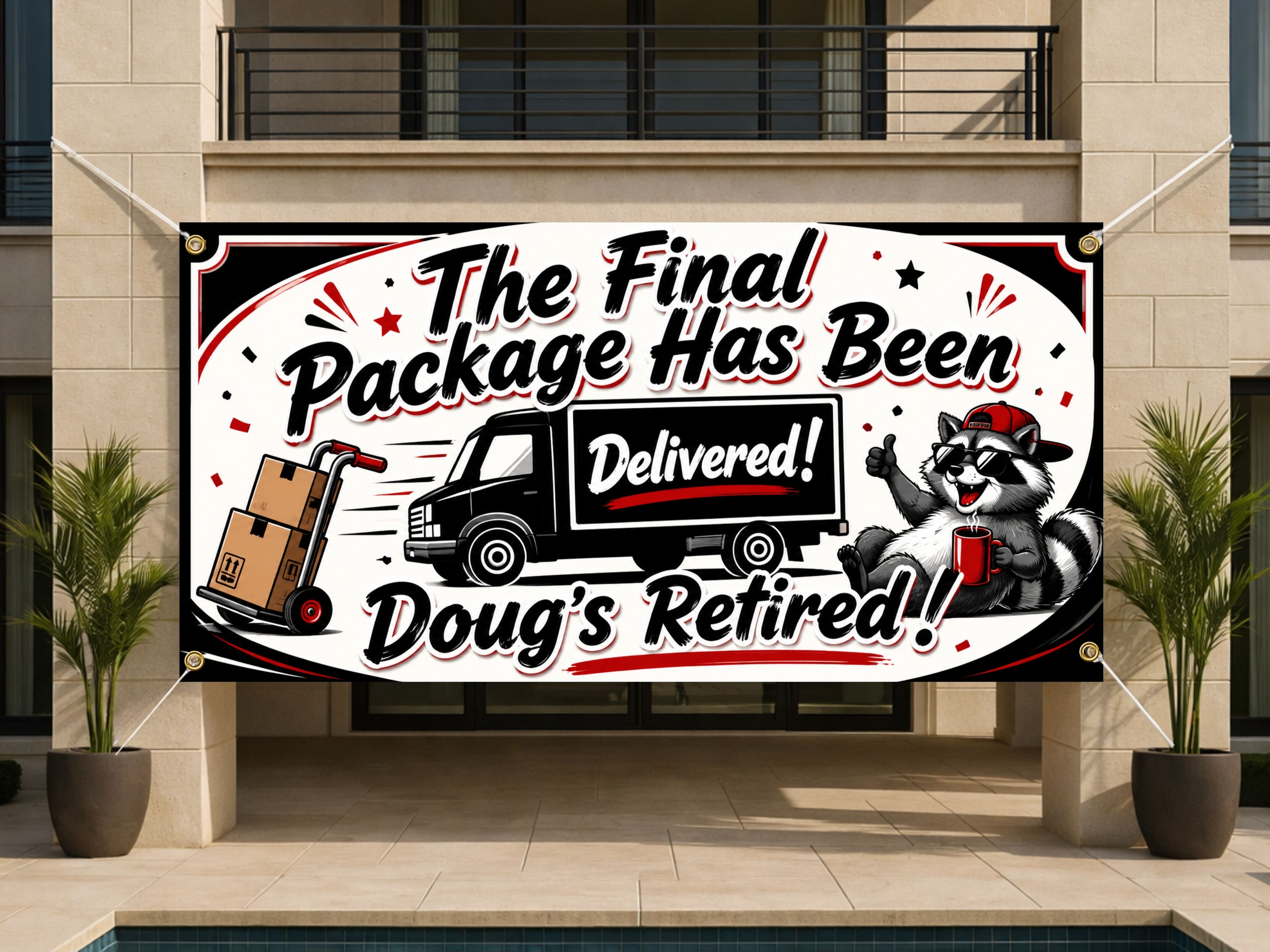 Retirement Banner, Delivery Driver Retirement Backdrop, Final Package Sign