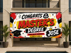 Masters Degree Banner, Personalized Graduation Sign, Custom Name Backdrop