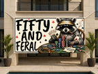 Funny 50th Birthday Banner, Fifty And Feral Sign, Casino Party Backdrop