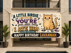 Funny Cat Birthday Banner, Birdie Joke Party Sign, Photo Backdrop
