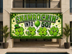 Funny 50th Birthday Banner, Shamrockin Into 50 Party Sign, Irish Photo Backdrop