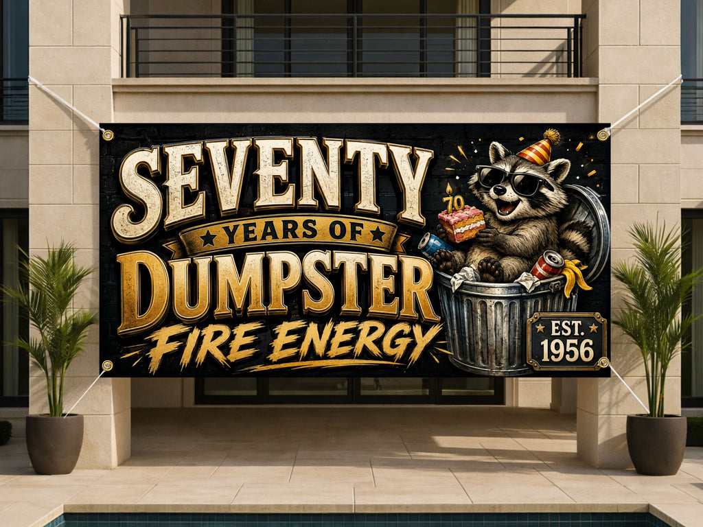 70th Raccoon Dumpster Banner