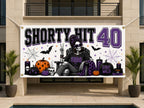 Funny 40th Birthday Banner, Skeleton Party Backdrop, Gothic Birthday Decor