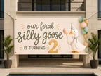 Funny 2nd Birthday Banner, Silly Goose Party Sign, Toddler Backdrop