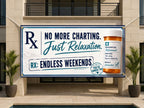Nurse Retirement Banner, Prescription Sign, Medical Farewell Backdrop