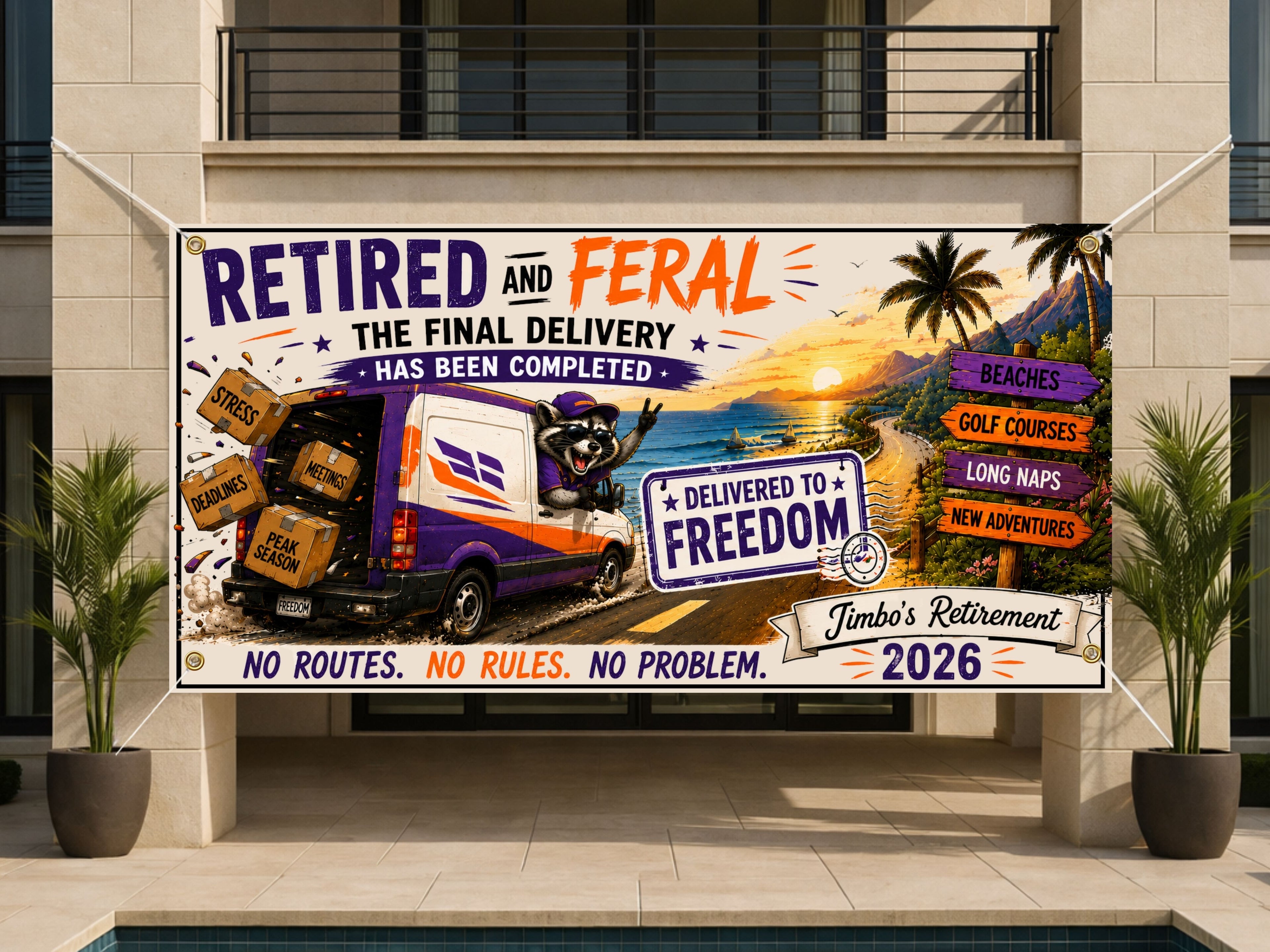 Delivery Driver Retirement Banner, Final Delivery Has Been Completed Retirement Sign, Courier Farewell Party Decor