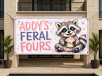 Feral 4th Birthday Banner, Raccoon Party Sign, Personalized Backdrop