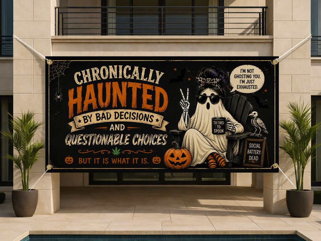 Funny Halloween Party Banner, Haunted Ghost Backdrop, Spooky Party Decor