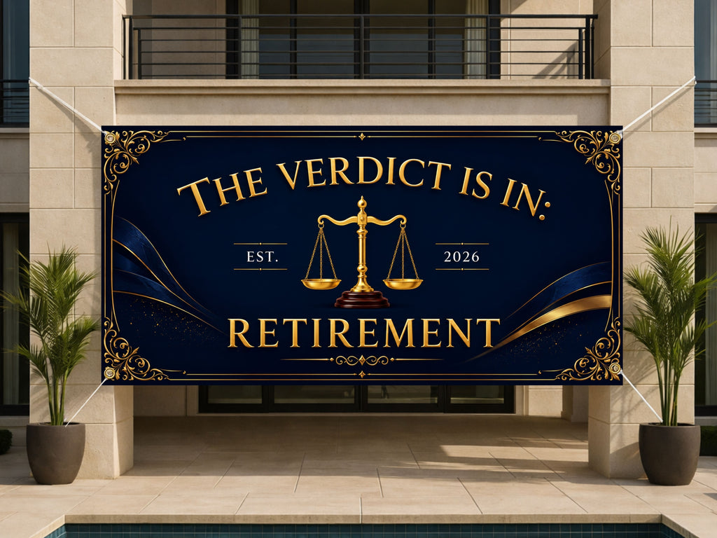 Judge Retirement Banner, Funny Retirement Party Sign, Lawyer Backdrop