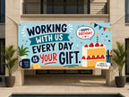 Coworker Birthday Banner, Funny Office Party Sign, Work Backdrop