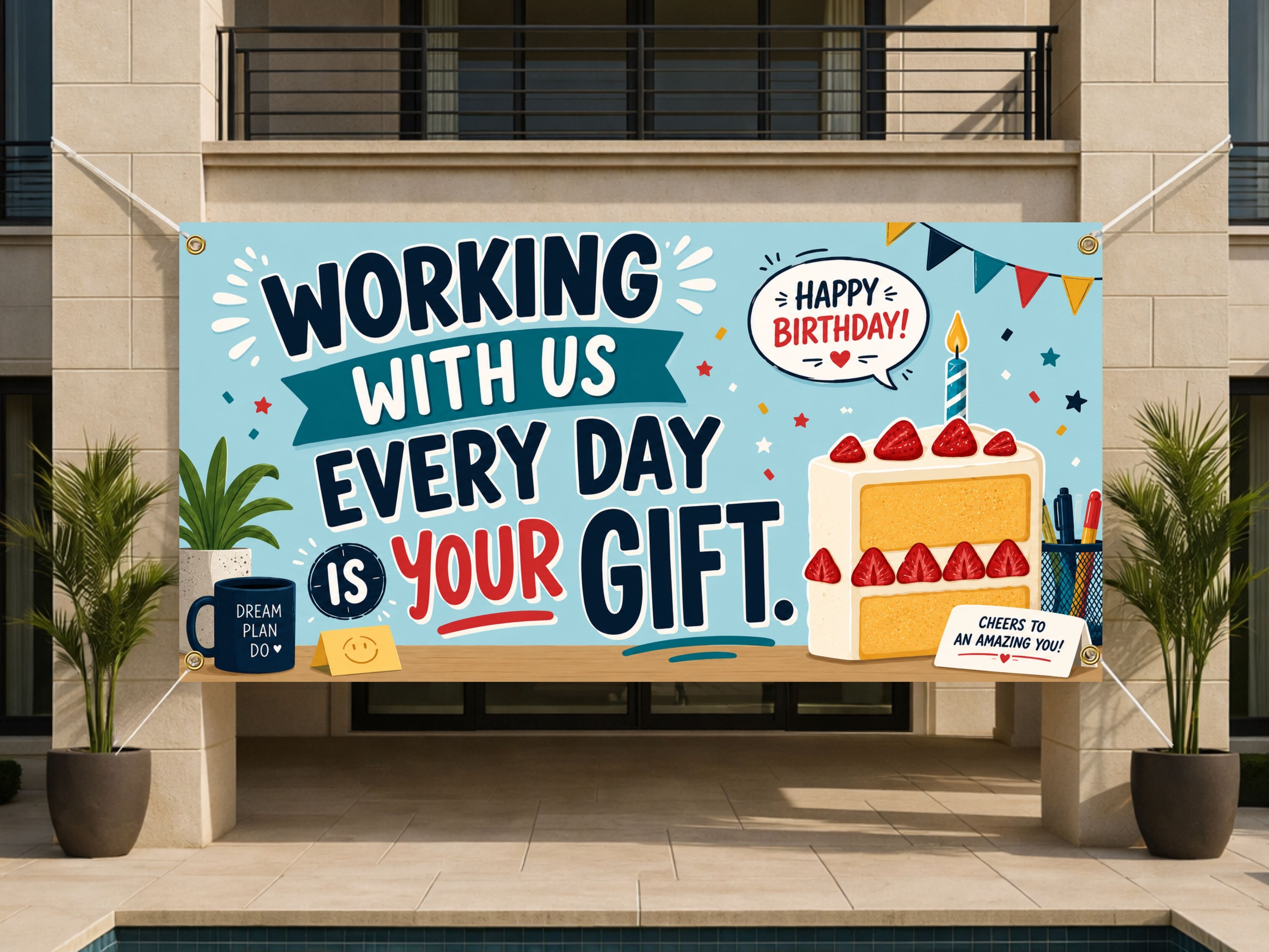 Coworker Birthday Banner, Funny Office Party Sign, Work Backdrop