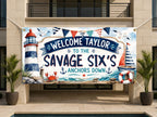 Savage Six Birthday Banner, Six and 6 Year Old Nautical Birthday Party Decor, Sailing Birthday