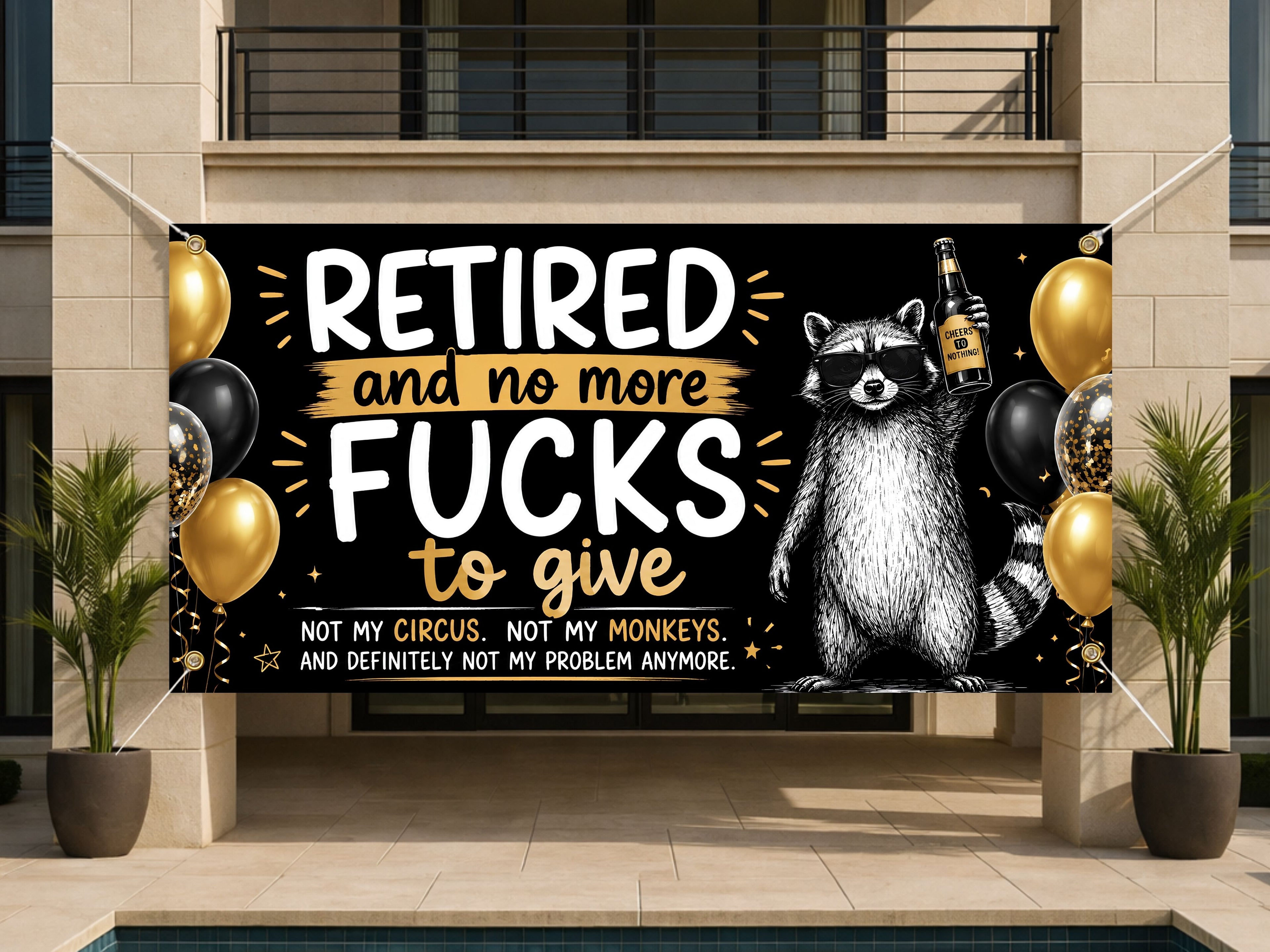 Funny Retirement Banner, Zero F*cks Given Retirement Sign, Coworker Farewell