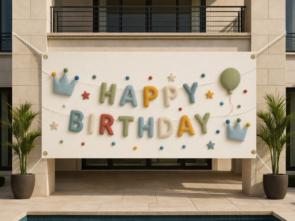 Happy Birthday Banner, Pastel Birthday Party Decor, Neutral Birthday Sign, First Birthday to Adult Celebration