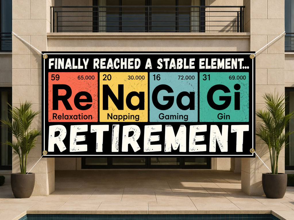 Funny Retirement Banner, Stable Element Retirement Sign, Party Backdrop