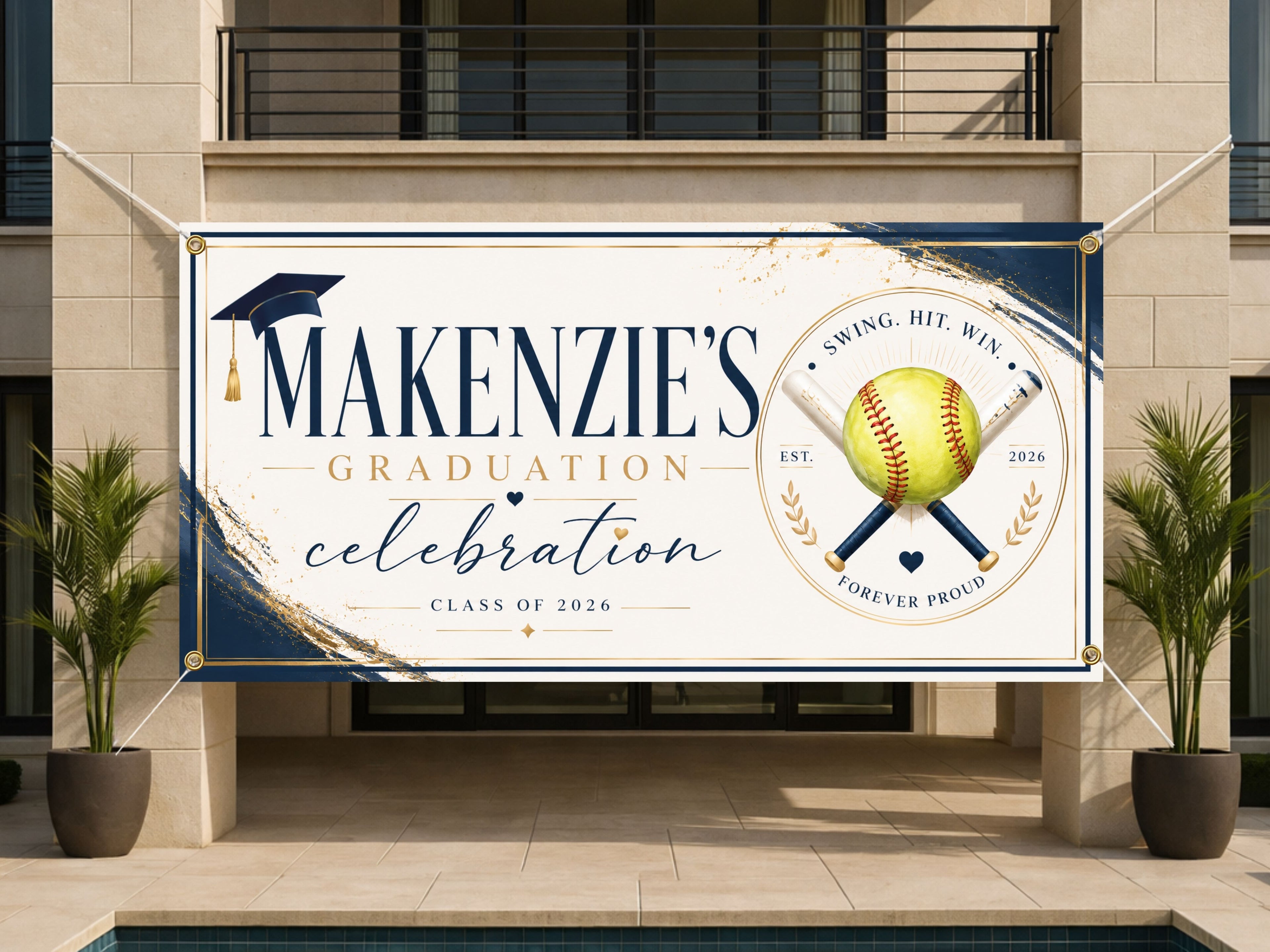Softball Graduation Banner, Senior Athlete Sign, Custom Name Backdrop
