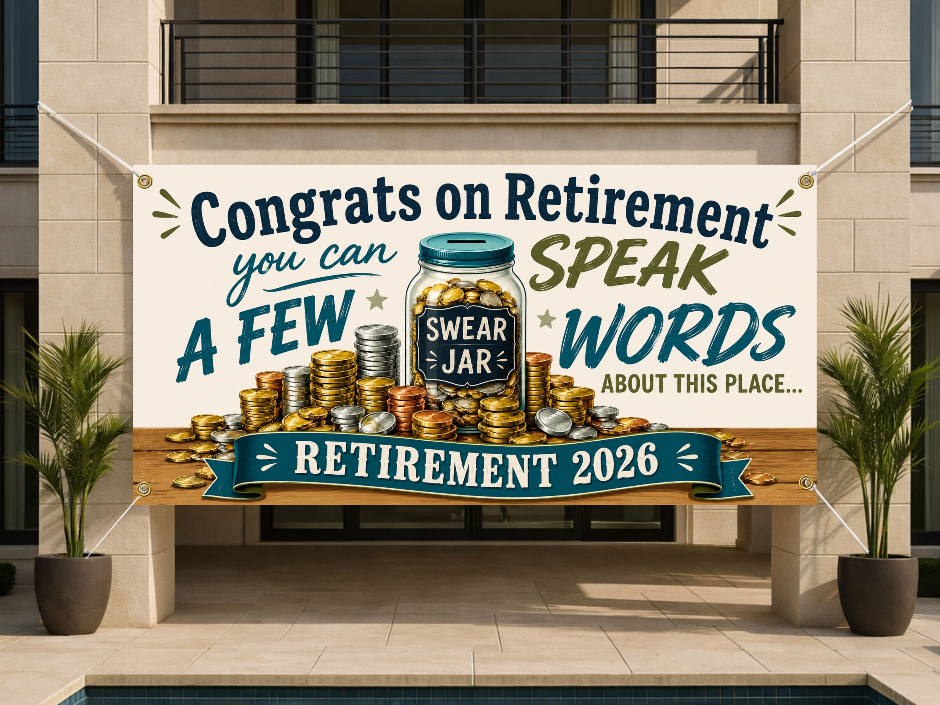 Funny Retirement Banner, Coworker Farewell Sign, Office Party Decor
