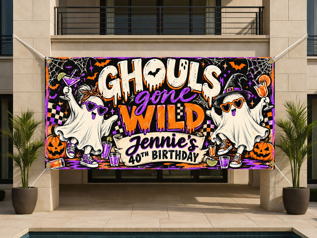 Halloween Ghost 40th Birthday Banner