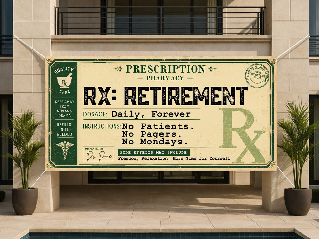 Pharmacist Retirement Banner, Prescription Sign, Pharmacy Farewell