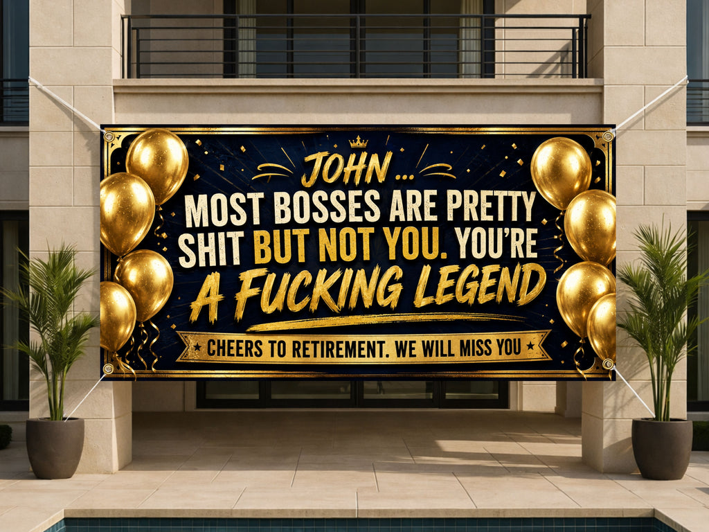 Funny Retirement Banner, Boss Retirement Sign, Office Farewell Backdrop