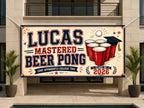 Funny Masters Graduation Banner, Beer Pong Grad Sign, College Backdrop