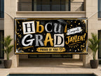 HBCU Graduation Banner, Personalized Grad Sign, Black Gold Backdrop