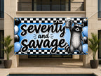 Funny 70th Birthday Banner, Raccoon Party Sign, Savage Backdrop