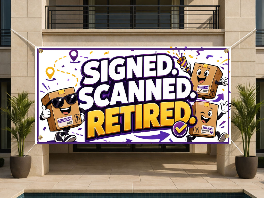 Retirement Party Banner, Signed Scanned Retired Sign, Office Backdrop