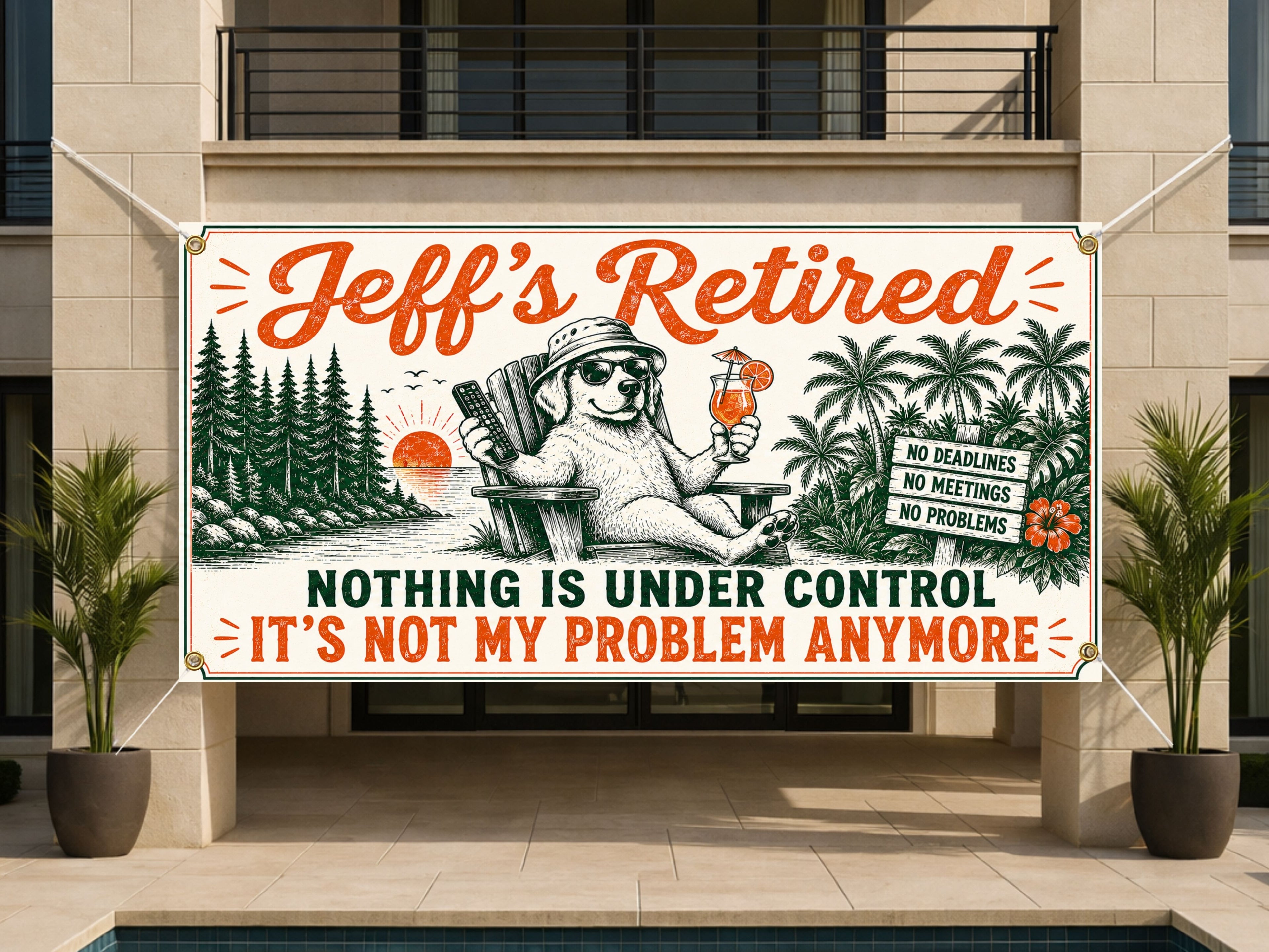 Funny Retirement Banner, Coworker Retirement Sign Decoration