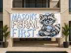 1st Birthday Banner, Feral Raccoon Party Sign for Boys