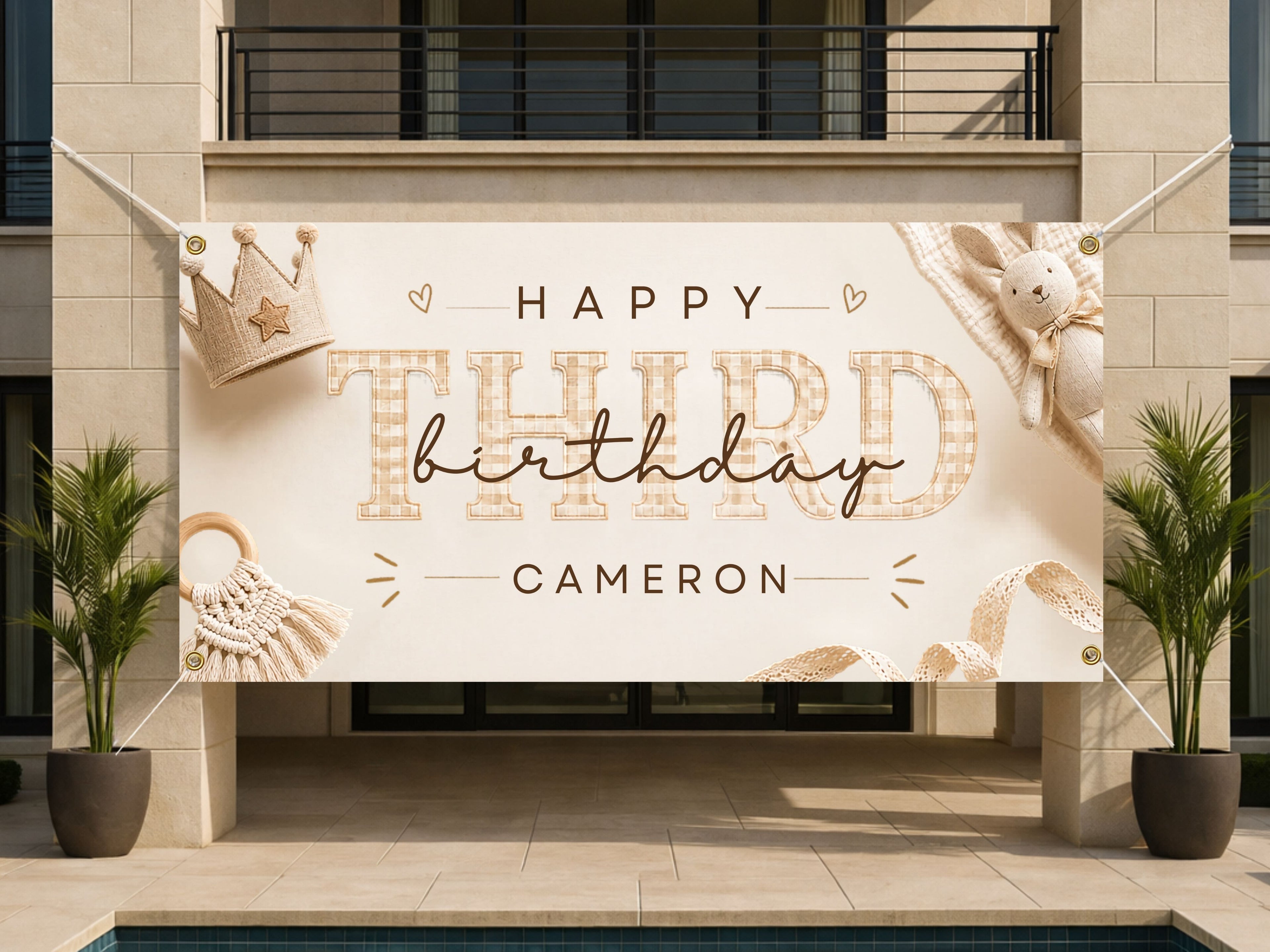 1st Birthday Banner, Neutral Baby Birthday Sign, Personalized Kids Birthday Banner