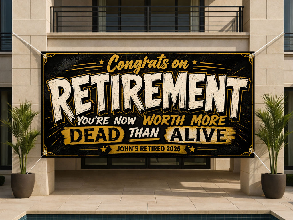 Funny Retirement Banner, Coworker Party Sign, Office Farewell Backdrop