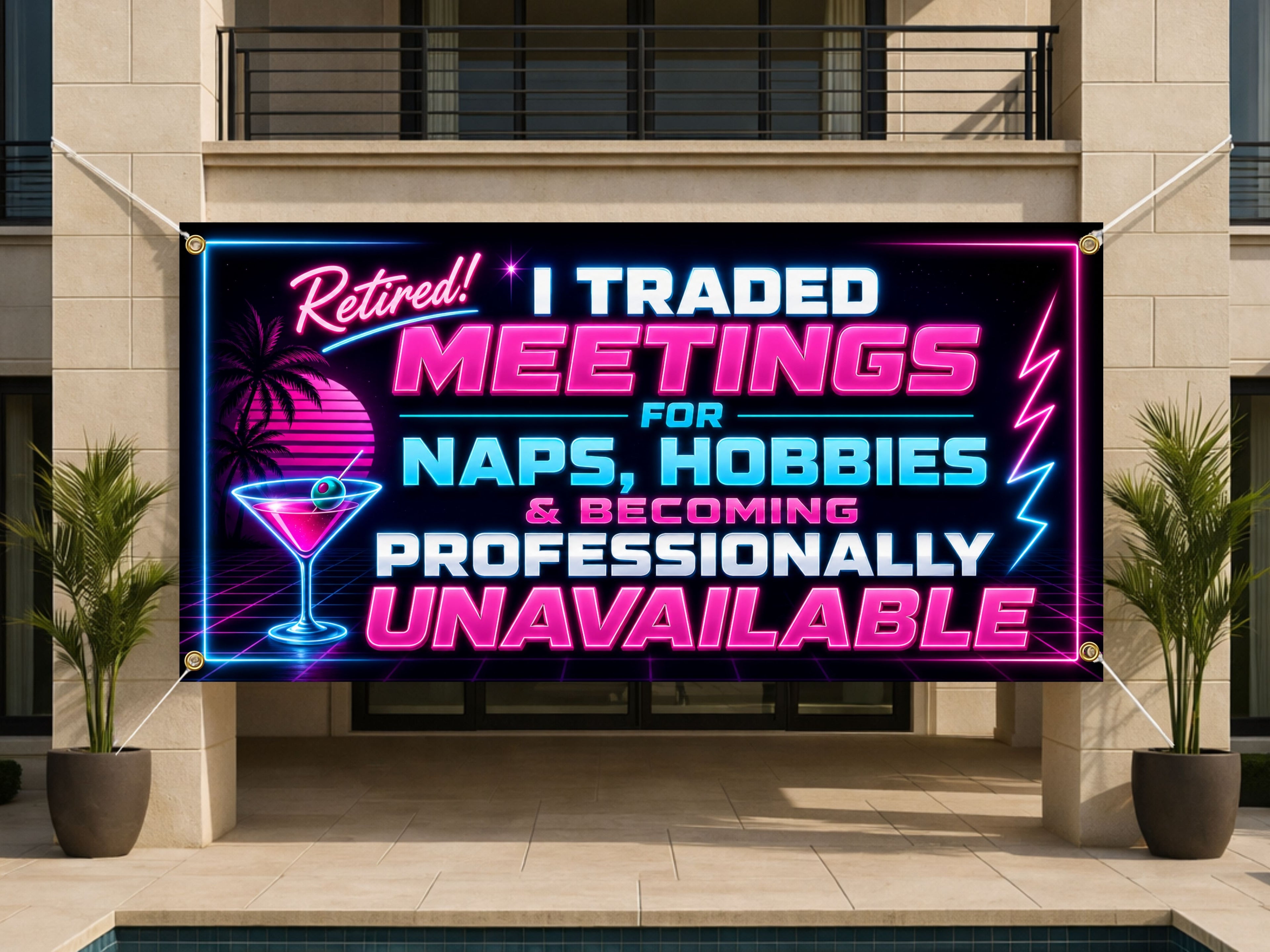 Funny Retirement Banner, Meetings for Naps Sign, Coworker Backdrop