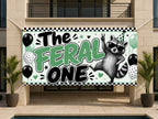 Funny 1st Birthday Banner, Feral One Raccoon Sign, Party Backdrop