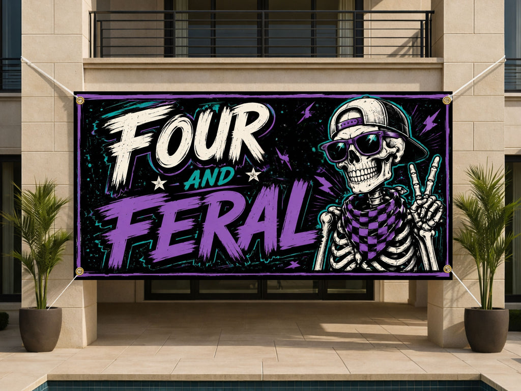 Skeleton 4th Birthday Banner