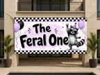 Funny 1st Birthday Banner, Feral One Raccoon Sign, Party Backdrop