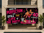 40th Birthday Banner, Aged to Perfection Sign, Wine Party Backdrop